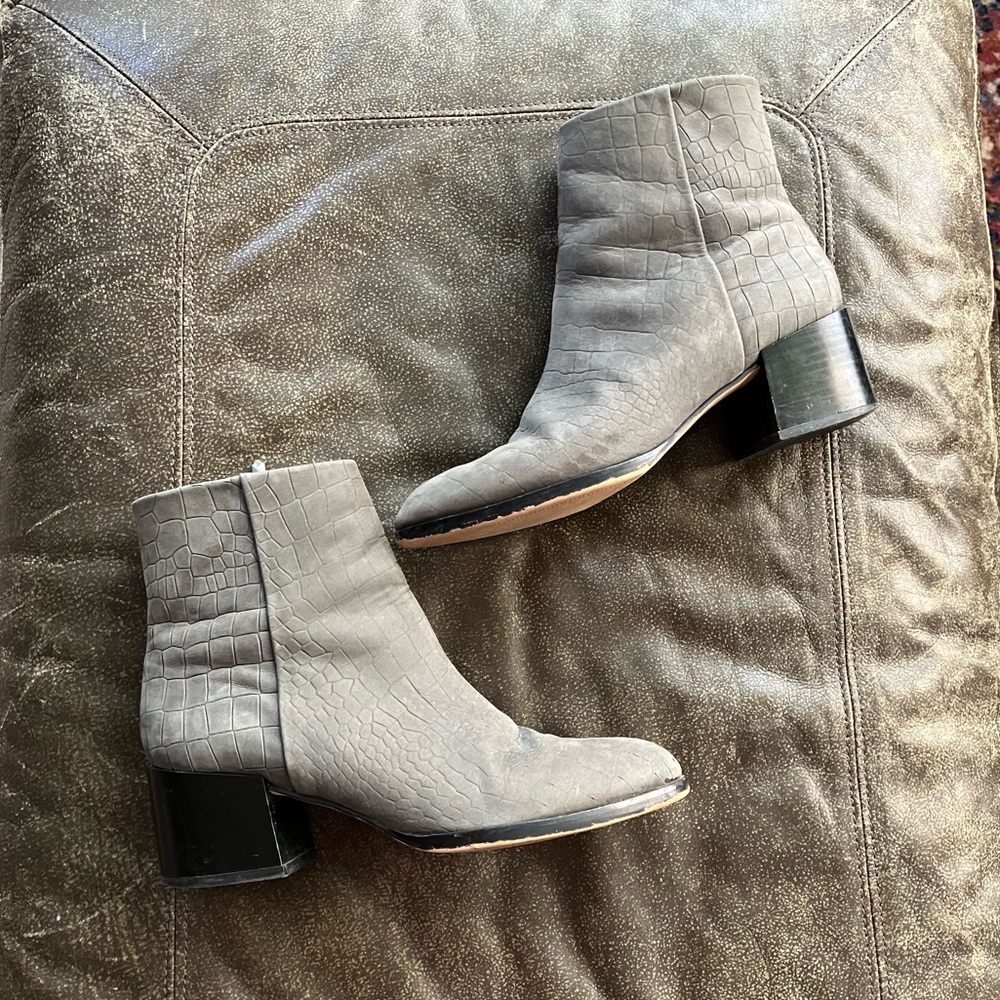 Sam Edelman Croc-Embossed Leather Ankle Boots